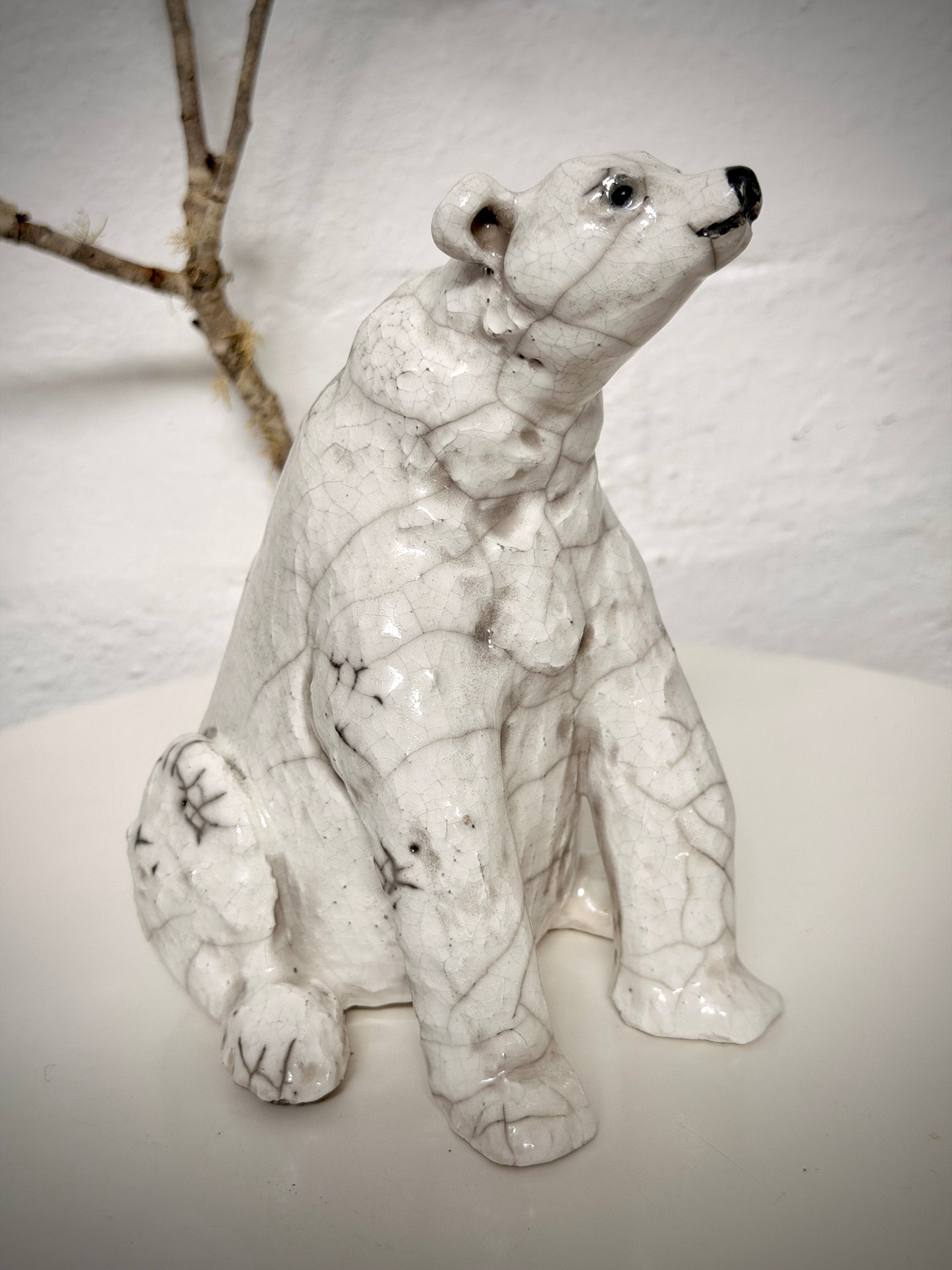 Sitting Raku Mama Polar Bear