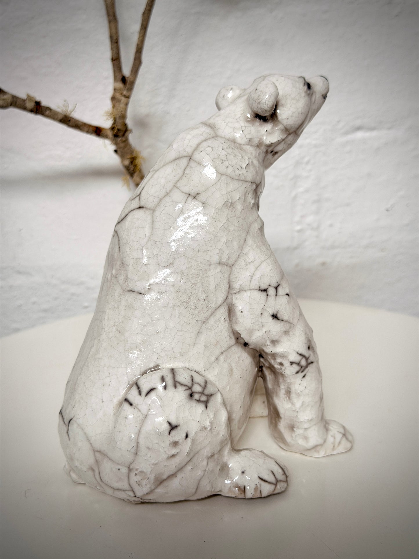 Sitting Raku Mama Polar Bear