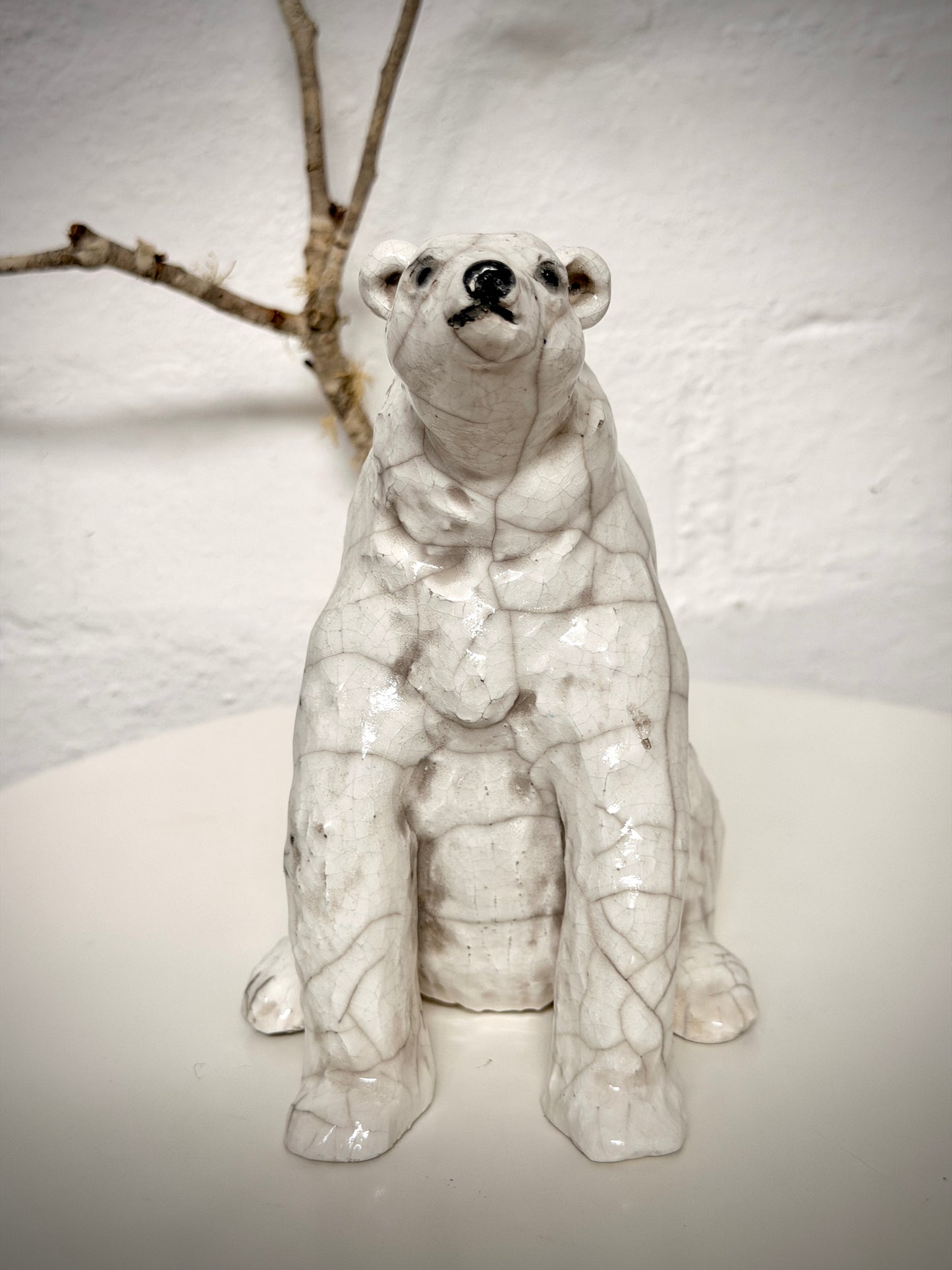 Sitting Raku Mama Polar Bear