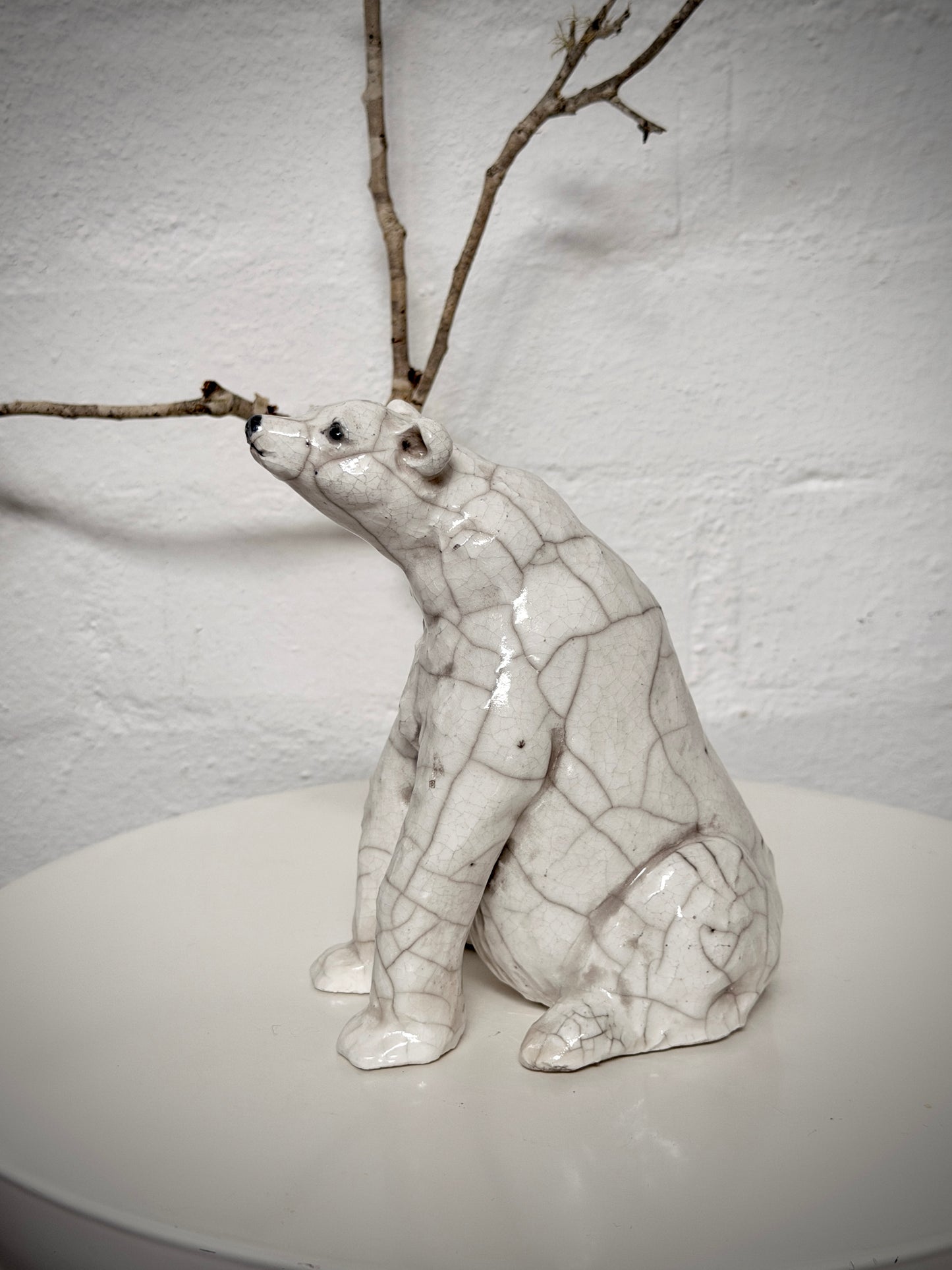 Sitting Raku Mama Polar Bear