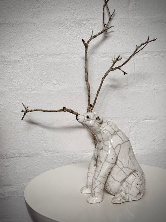 Sitting Raku Mama Polar Bear