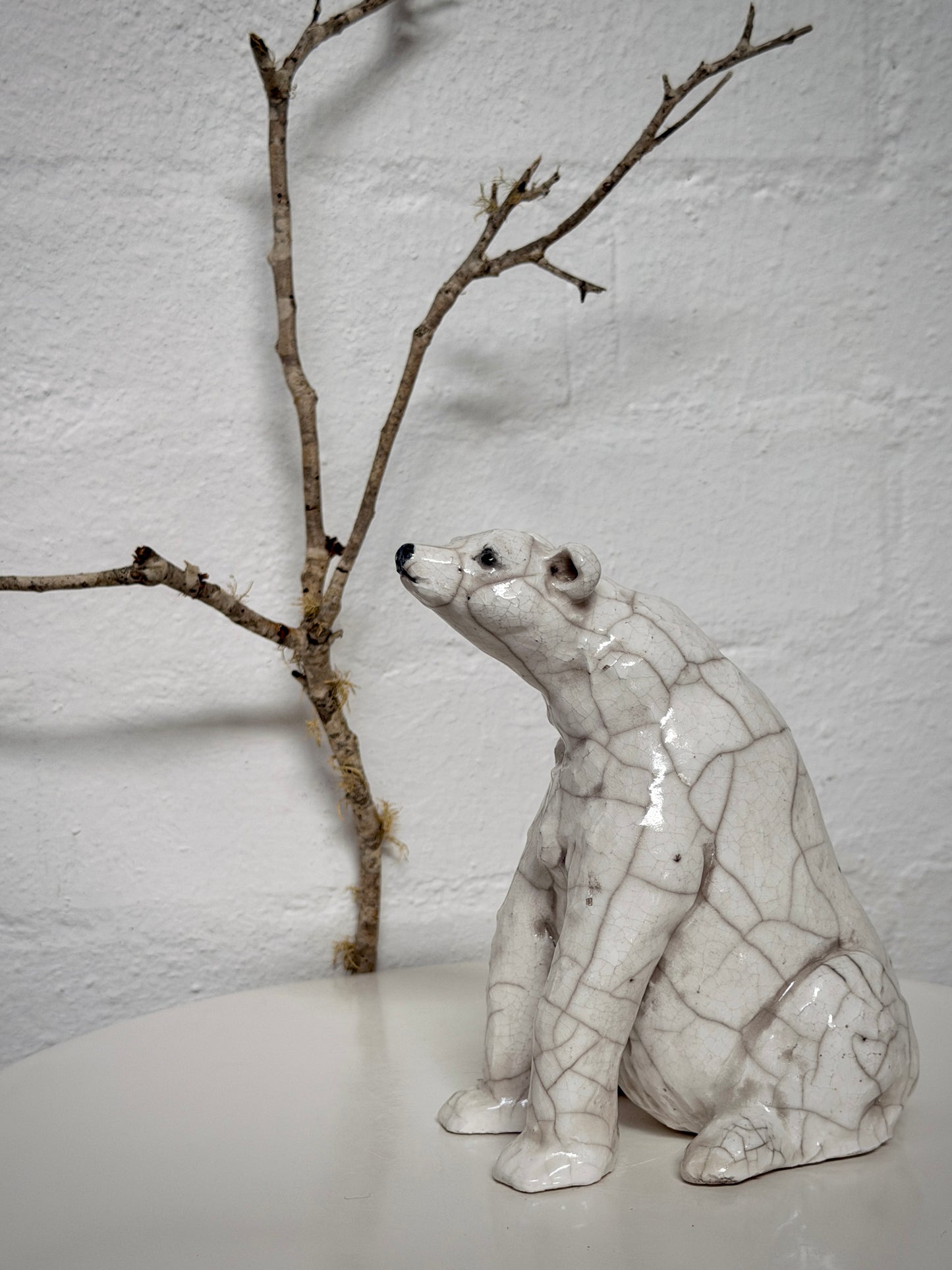 Sitting Raku Mama Polar Bear