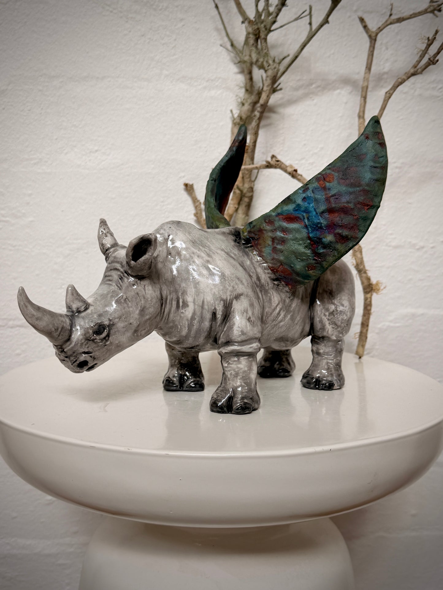 Formidable Winged Raku Rhino