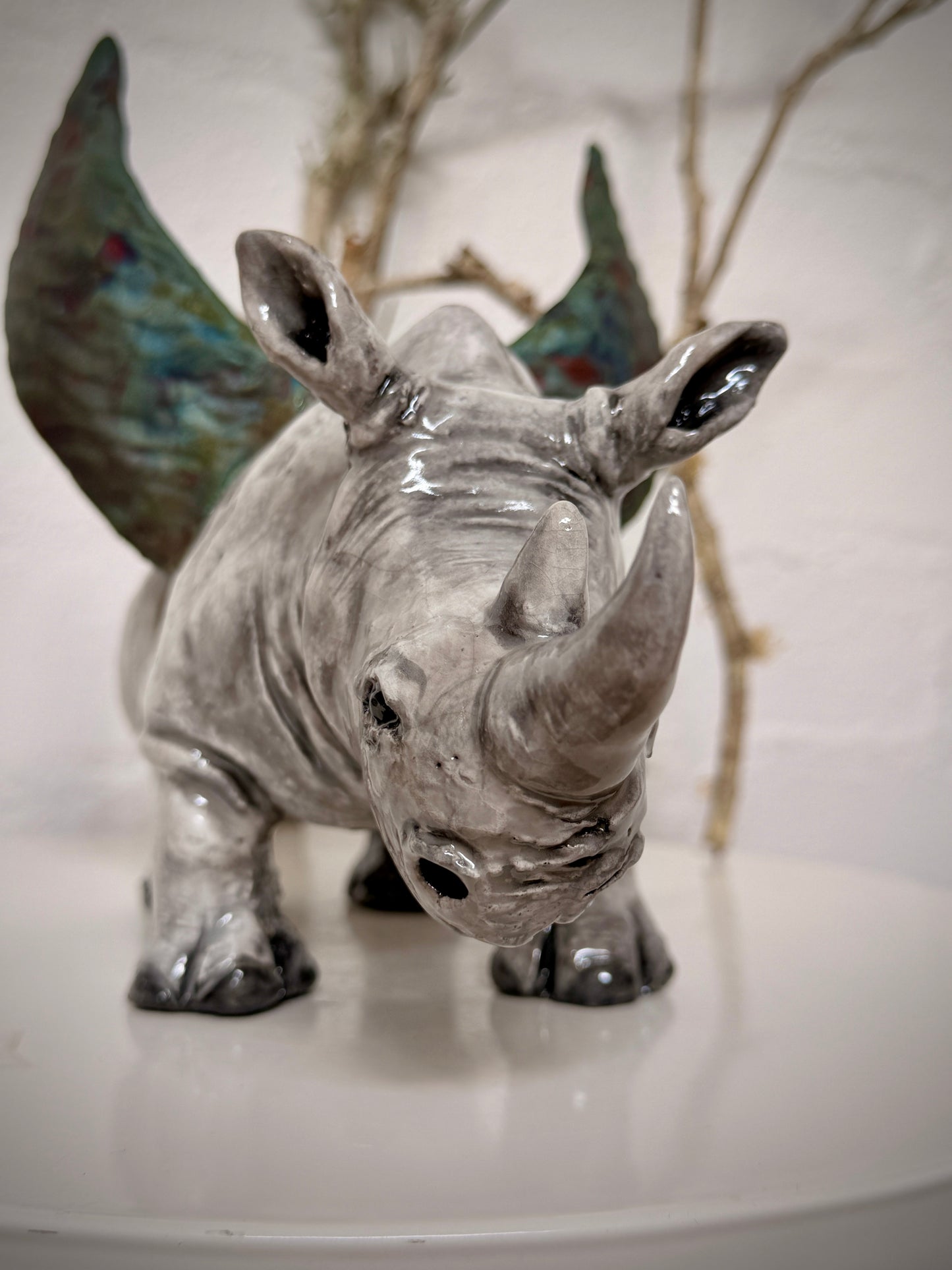 Formidable Winged Raku Rhino
