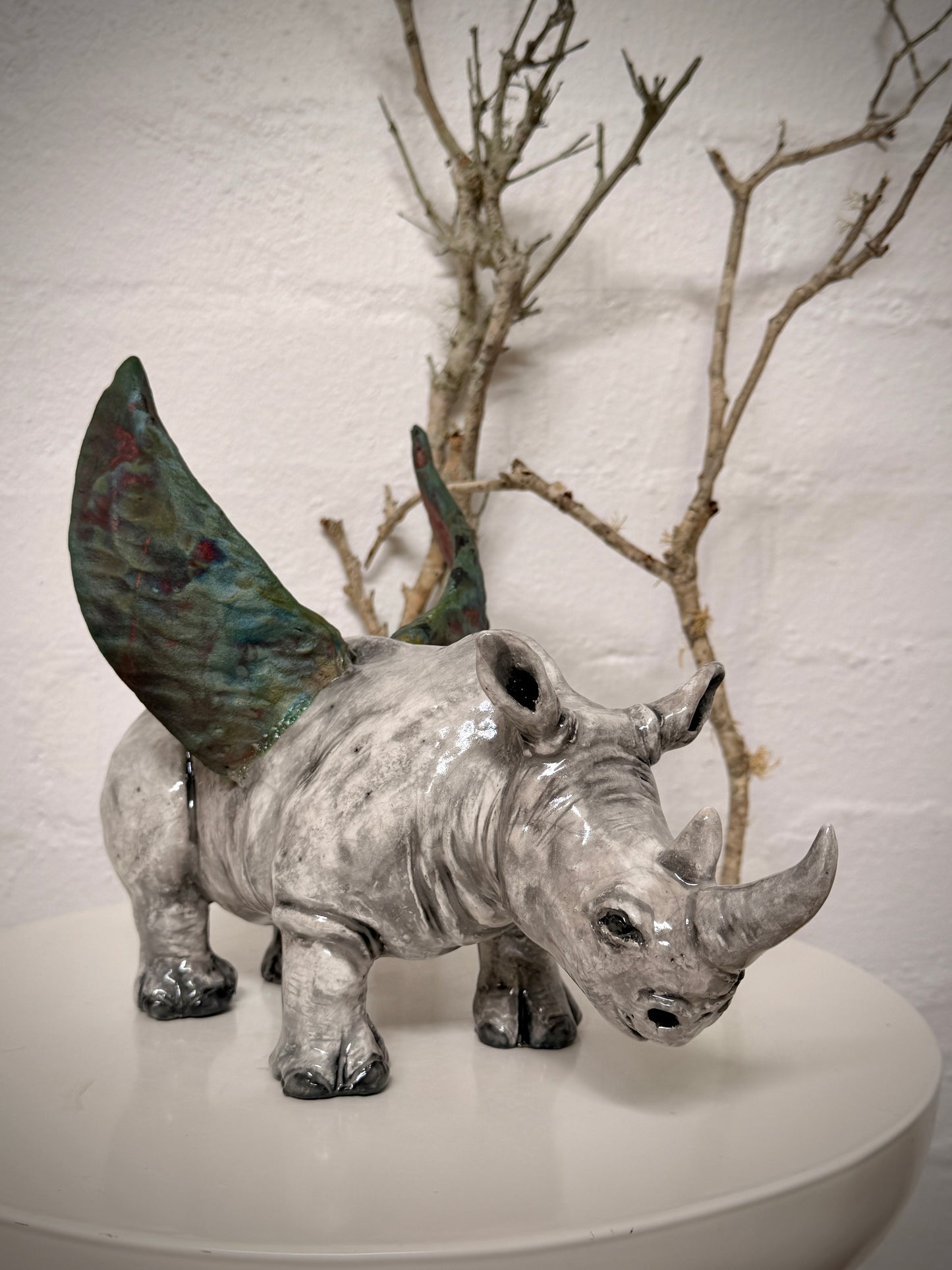 Formidable Winged Raku Rhino