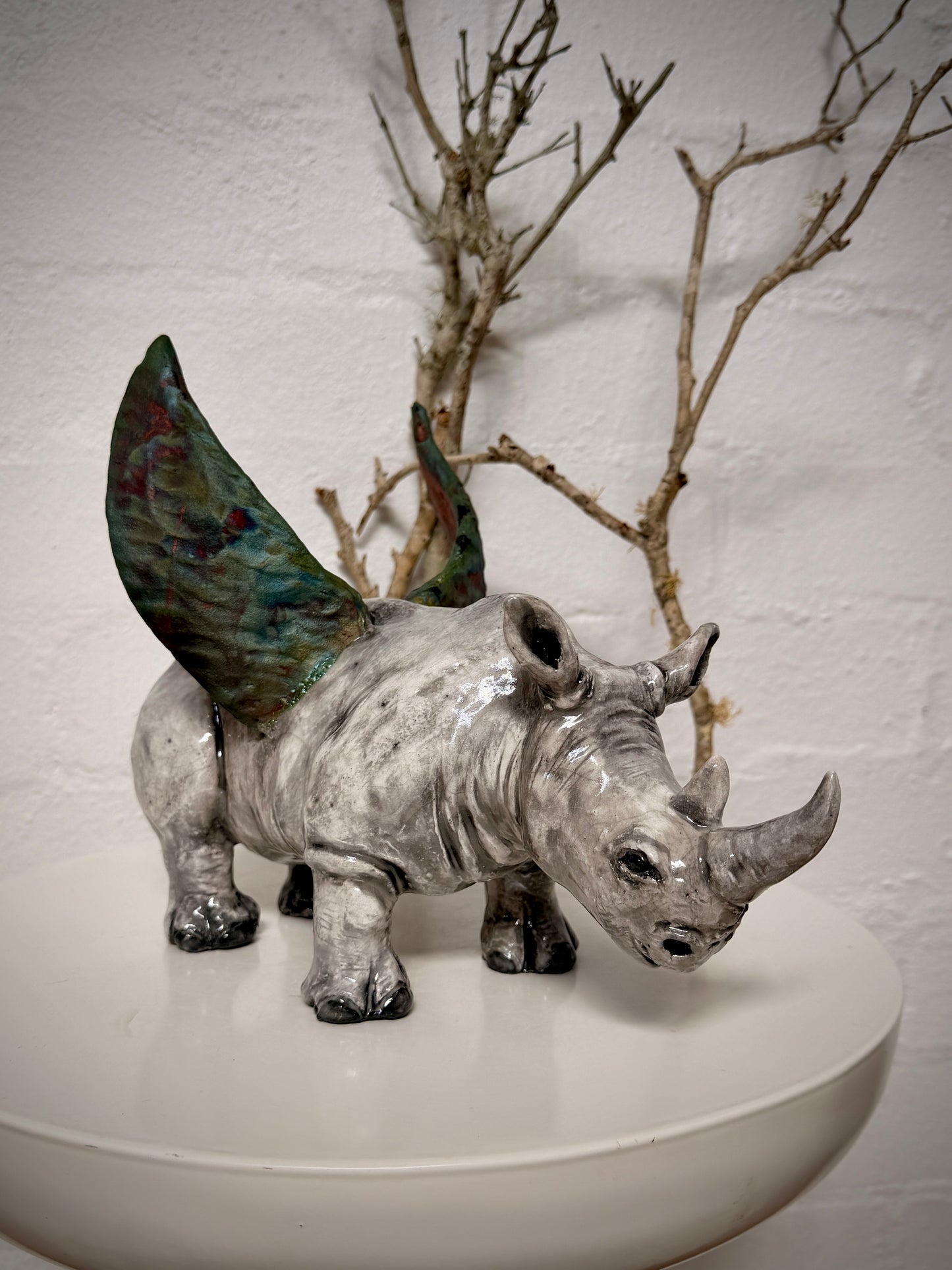 Formidable Winged Raku Rhino