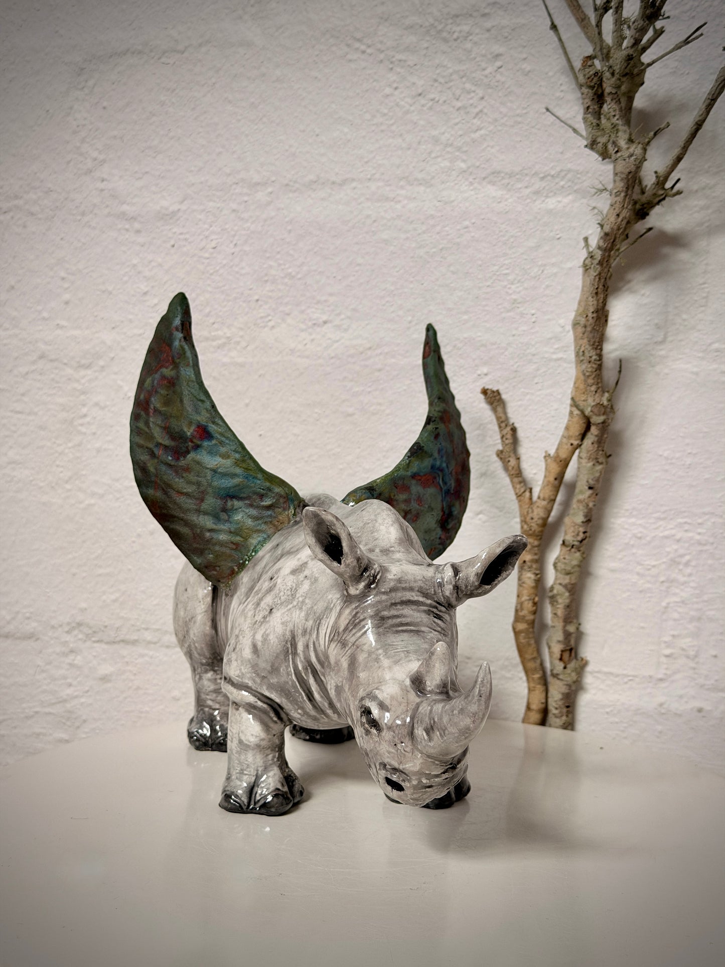 Formidable Winged Raku Rhino